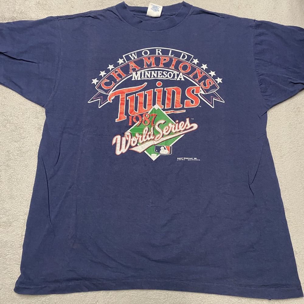 Vintage Minnesota Twins T Shirt‎ Mens XL 1987 World Series Champs Single Stitch